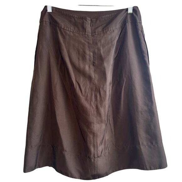 NWT Banana Republic 100% Silk Pleated Lined Brown A-line Skirt size 4 - Picture 3 of 11